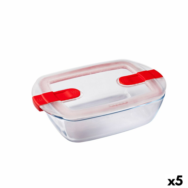 Boîte à lunch hermétique Pyrex Cook & Heat 24 x 15,5 x 7 cm 1,1 L Transparent verre (5 Unités)