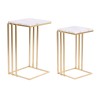 Jeu de 2 tables DKD Home Decor 37 x 39 x 66 cm Doré Métal Blanc Marbre