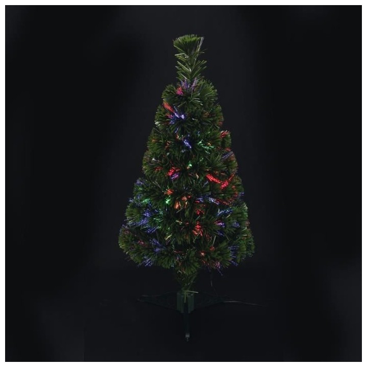 AUTOUR DE MINUIT Sapin vert en fibre optique - 80 branches - 12 leds -