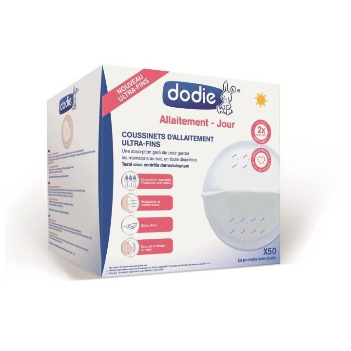 Dodie Allaitement Coussinets d'Allaitement Ultra-Fins Jour 50 unités