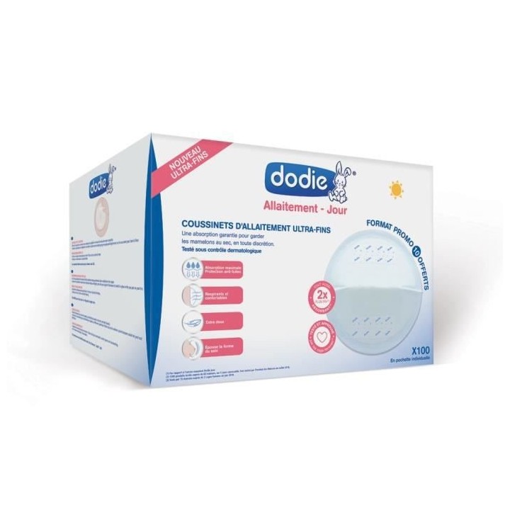 Dodie Allaitement Coussinets d'Allaitement Ultra-Fins Jour 100 unités