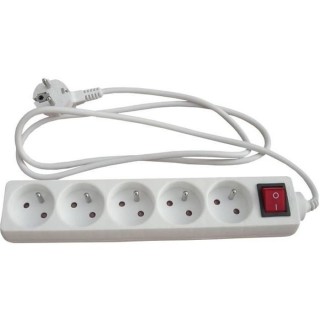 Bloc multiprise ZENITECH 5 prises 16A avec interrupteur - Blanc