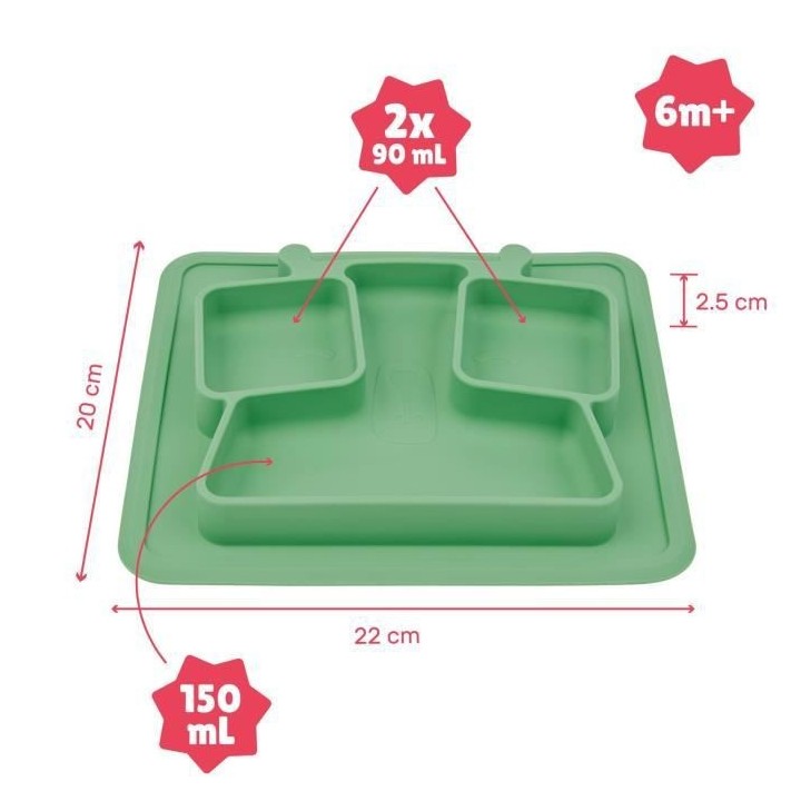 Badabulle Assiette a compartiments antidérapante, 4m+