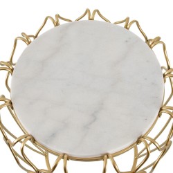 Table d'appoint 50 x 50 x 54,6 cm Doré Métal Blanc Marbre