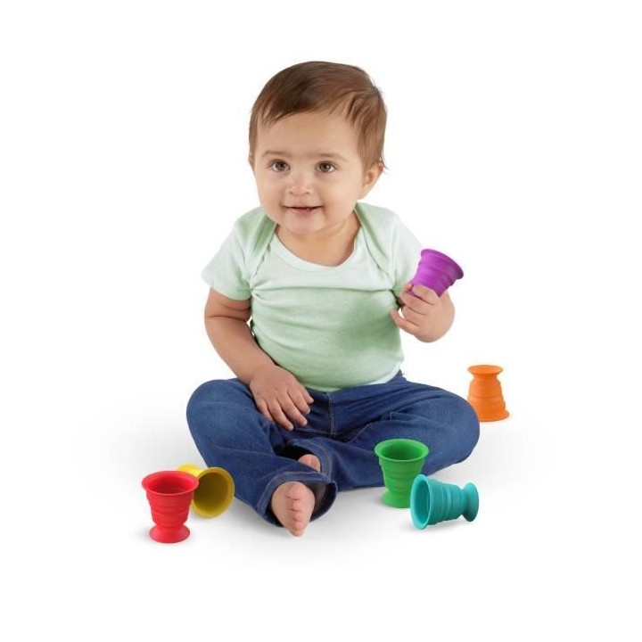 BABY EINSTEIN Gobelets jouet bébé Squish & Stack cups - Multicolore