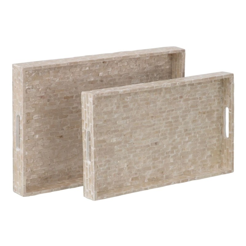 Plateau apéritif 50 x 33 x 5 cm Blanc Nacre noire (2 Unités)