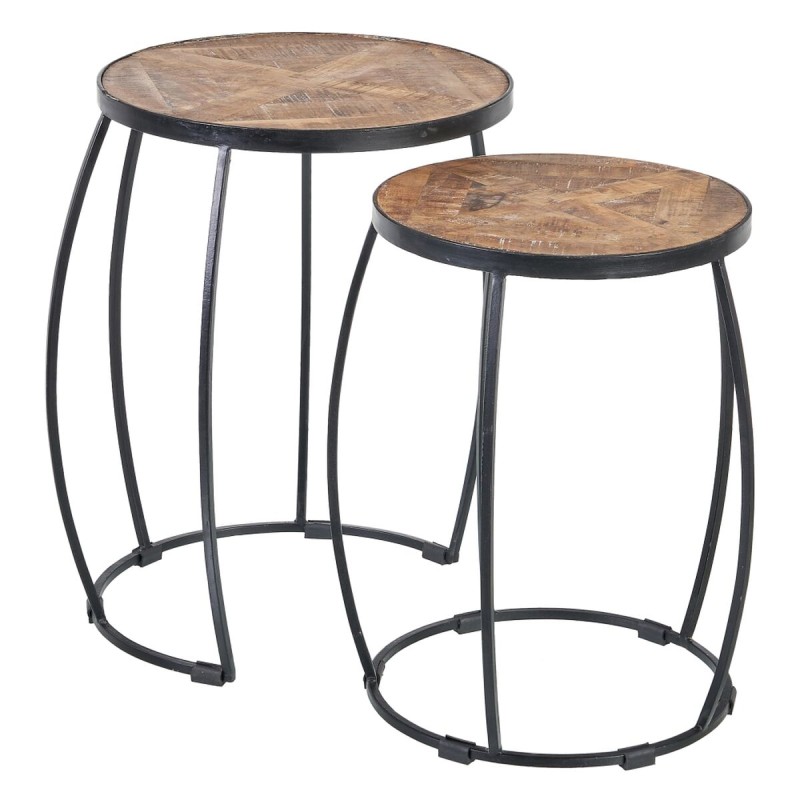 Table d'appoint 48 x 48 x 67 cm Naturel Noir