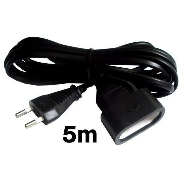Rallonge électrique ZENITECH 5m - câble HO3VVH2F 2 x 0.75 - Noir