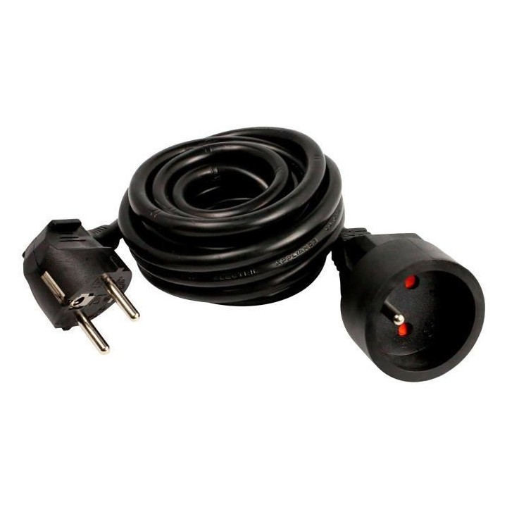 Rallonge électrique ZENITECH 5m - câble HO5VVF - 3G1.5 - Noir