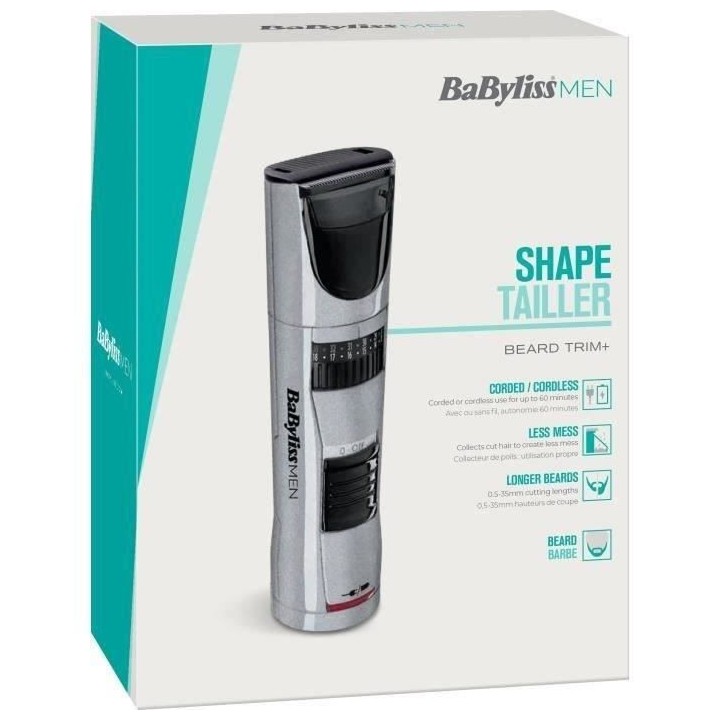 BABYLISS T831E - Tondeuse barbe Beard Trim+ - Avec ou sans fil - 60min