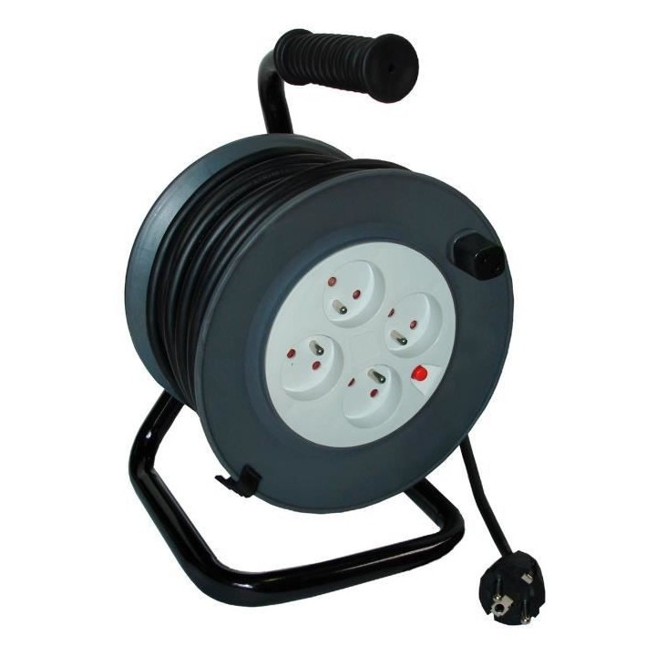 Enrouleur ZENITECH 20m - 4 prises 16A - Pour câble 3G1,5 mm²
