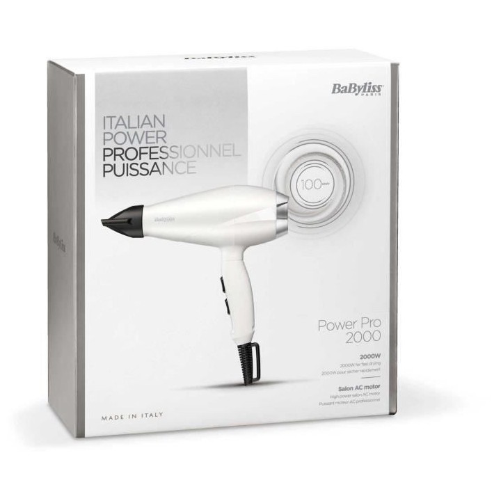 BaByliss - 6704WE - Seche-cheveux Speed Pro 2000 Moteur AC Fabriqué e