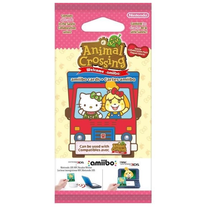 Paquet 6 cartes Animal Crossing New Leaf Welcome amiibo Pack Sanrio
