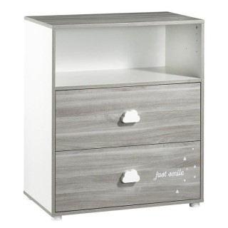 BABYPRICE Commode a Langer Smile Chene Silex 2 Tiroirs