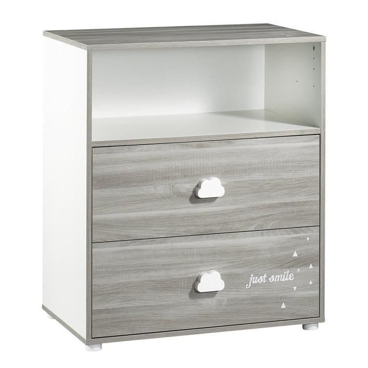 BABYPRICE Commode a Langer Smile Chene Silex 2 Tiroirs