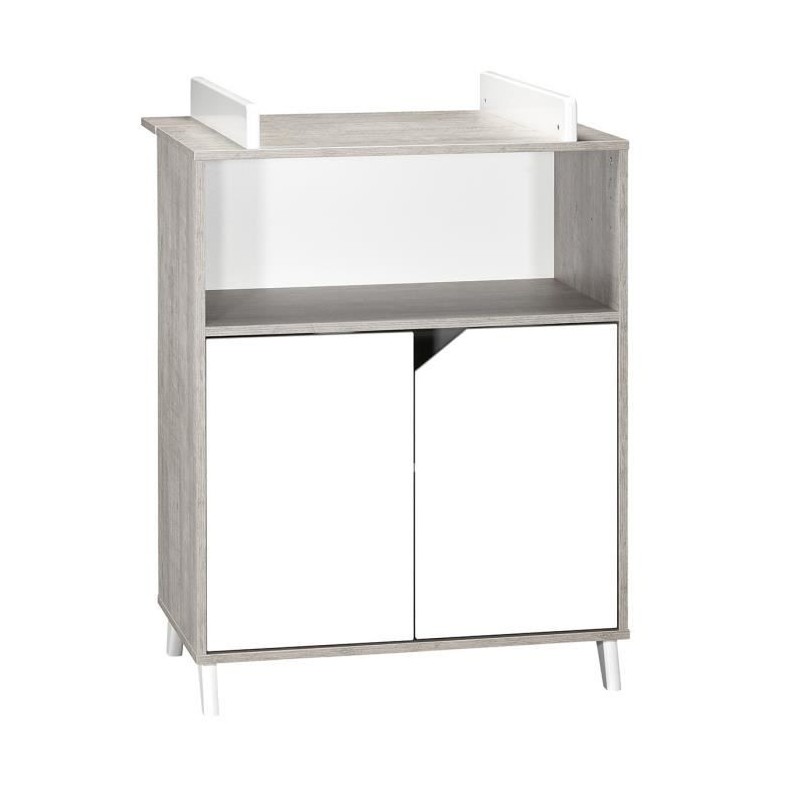 Babyprice - SCANDI GRIS - Commode 2 Portes et 1 Niche