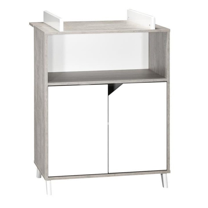 Babyprice - SCANDI GRIS - Commode 2 Portes et 1 Niche