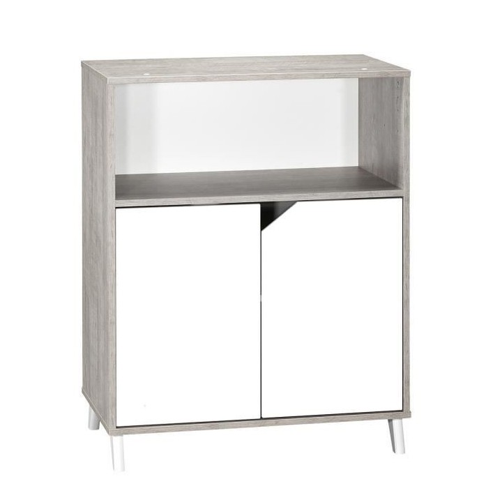Babyprice - SCANDI GRIS - Commode 2 Portes et 1 Niche