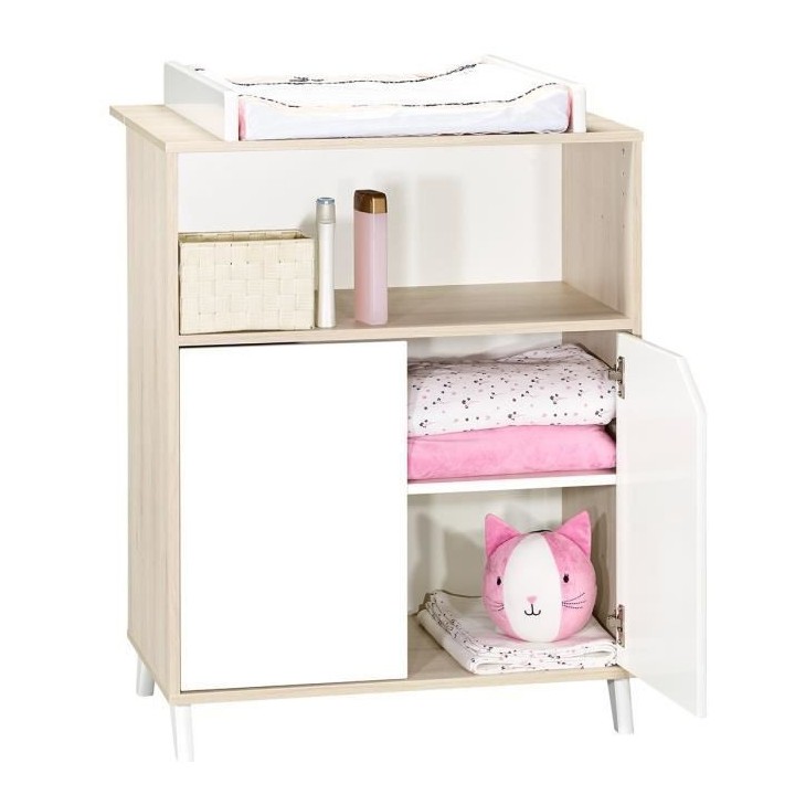 Babyprice - SCANDI NATUREL - Commode 2 Portes et 1 Niche