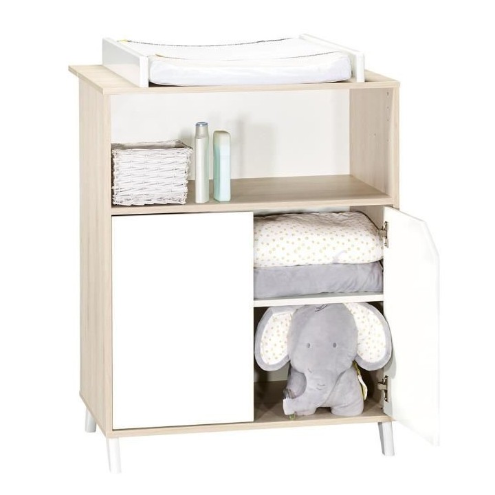 Babyprice - SCANDI NATUREL - Commode 2 Portes et 1 Niche