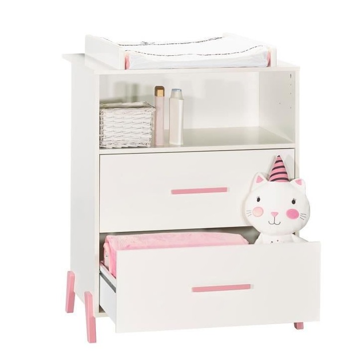 Babyprice - JOY ROSE - Commode 2 Portes et 1 Niche