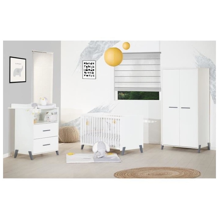 Babyprice - JOY GRIS - Lit Bébé 120 x 60