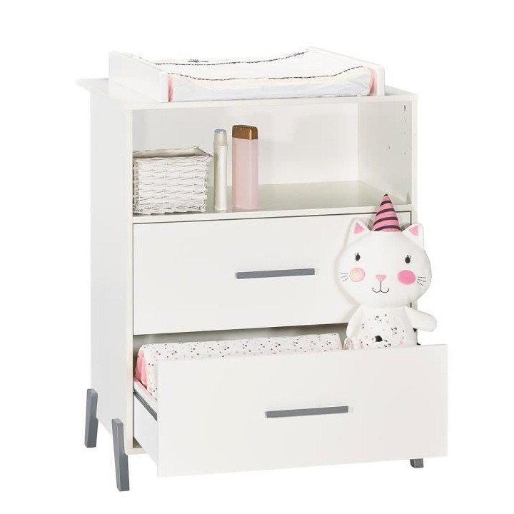 Babyprice - JOY GRIS - Commode 2 Portes et 1 Niche