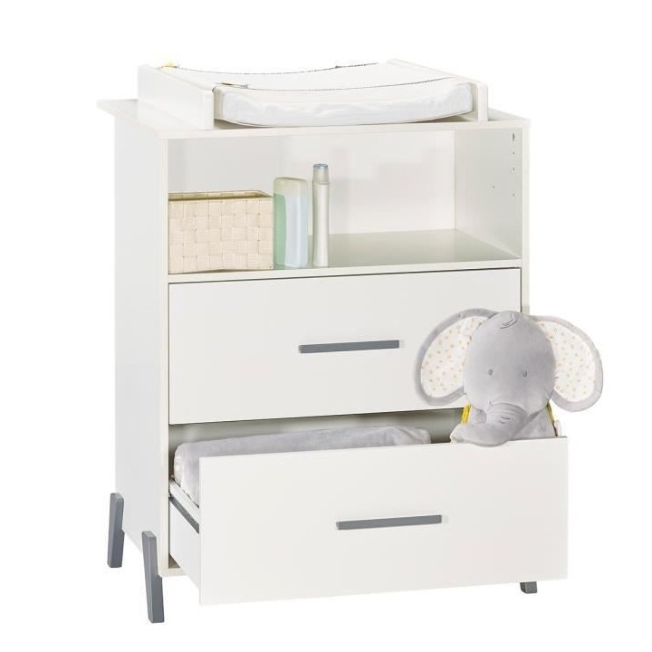 Babyprice - JOY GRIS - Commode 2 Portes et 1 Niche