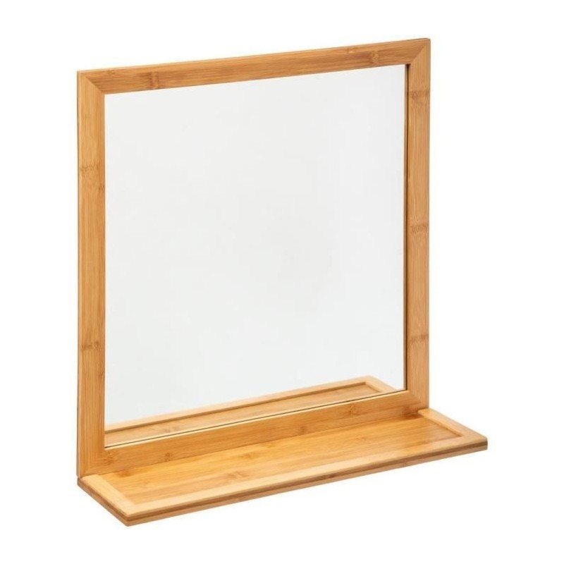 Miroir rectangulaire en bambou avec tablette