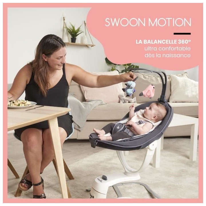 Babymoov Balancelle bébé électrique Swoon Motion, Assise a 360°, Z