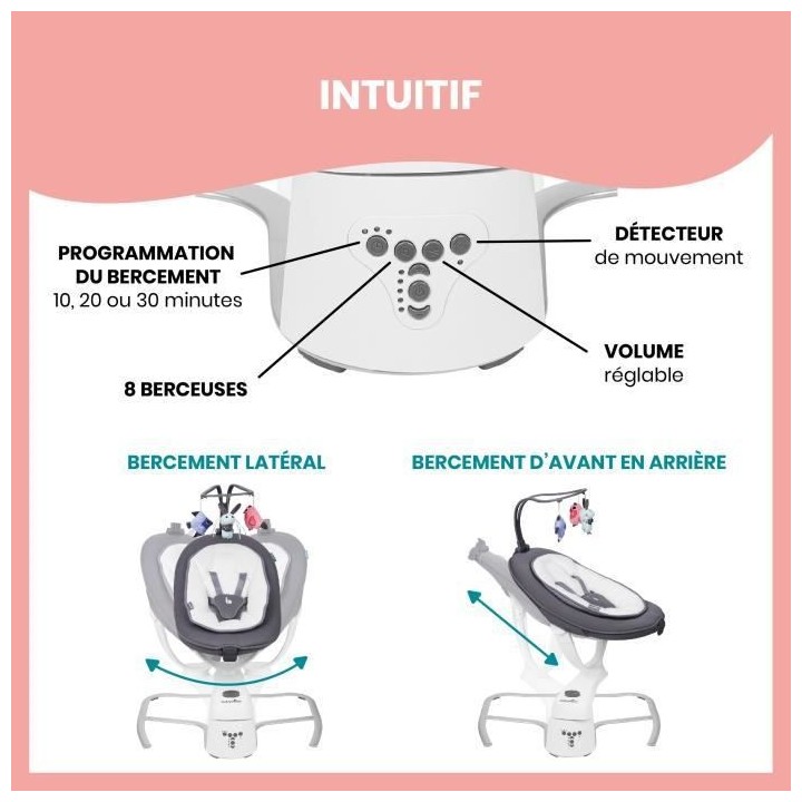Babymoov Balancelle bébé électrique Swoon Motion, Assise a 360°, Z