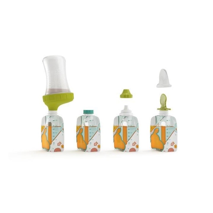BABYMOOV Starter Kit Foodii™ avec Gourdes Réutilisables Bébé et E