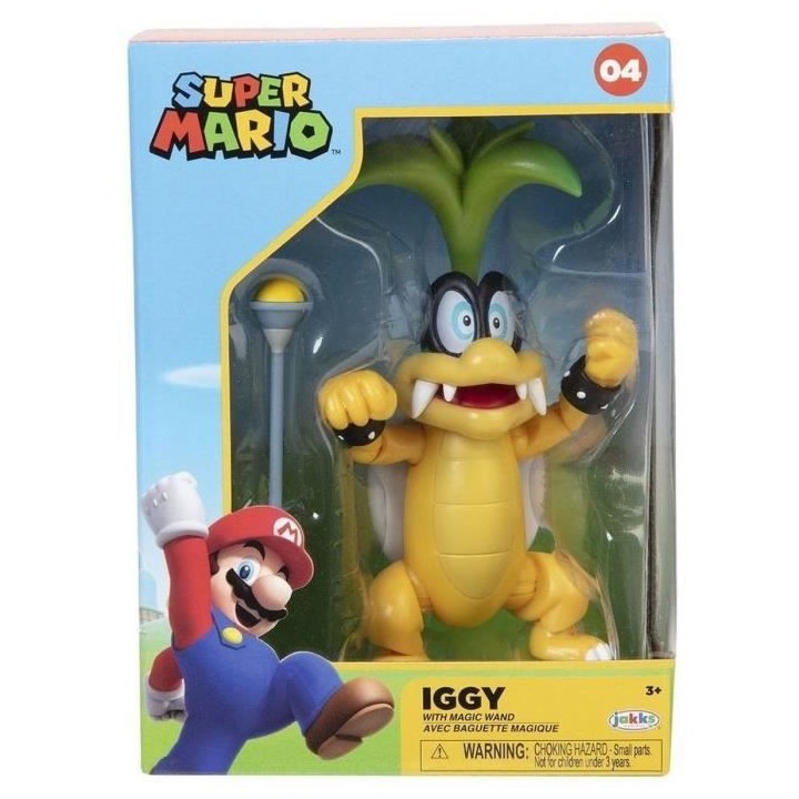 Figurine - JAKKS PACIFIC - Super Mario Bros : Iggy + Bâton - 10 cm