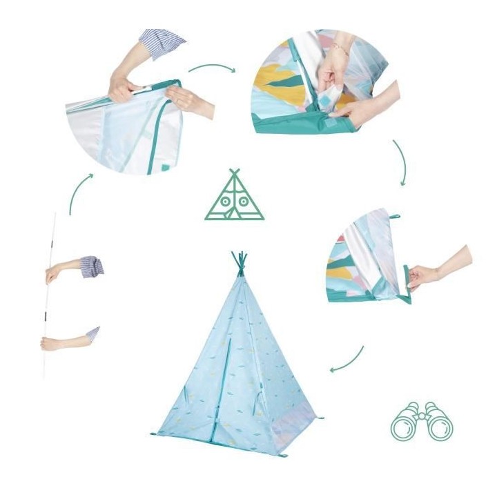 Badabulle Tipi Jungle pour Enfant Anti-UV FPS 50+ Matelas Waterproof E