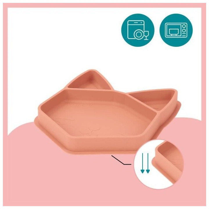 Babymoov Assiette silicone compartimentée ISY PLATE Renard Terracotta