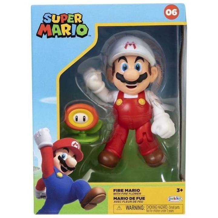 Figurine - JAKKS PACIFIC - Super Mario Bros : Mario de Feu - 10 cm