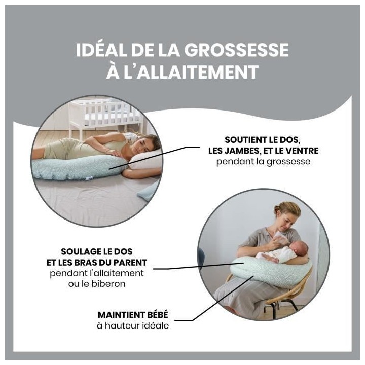 Coussin de Maternité BABYMOOV DOOMOO Buddy - Cloudy kaki - Coton bio