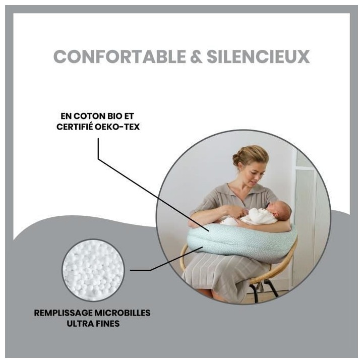 Coussin de Maternité BABYMOOV DOOMOO Buddy - Cloudy kaki - Coton bio