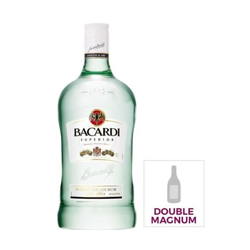 Rhum Bacardi Carta Blanca - Rhum blanc - Puerto Rico - 37,5%vol - 300cl