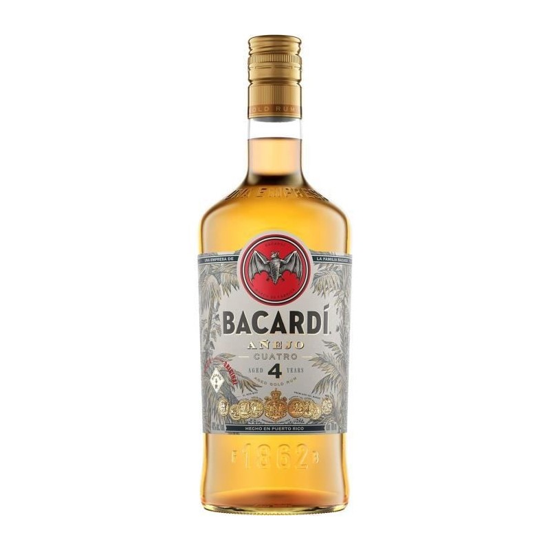 Rhum Bacardi Anejo Cuatro - Rhum vieux - Puerto Rico - 40%vol - 70cl