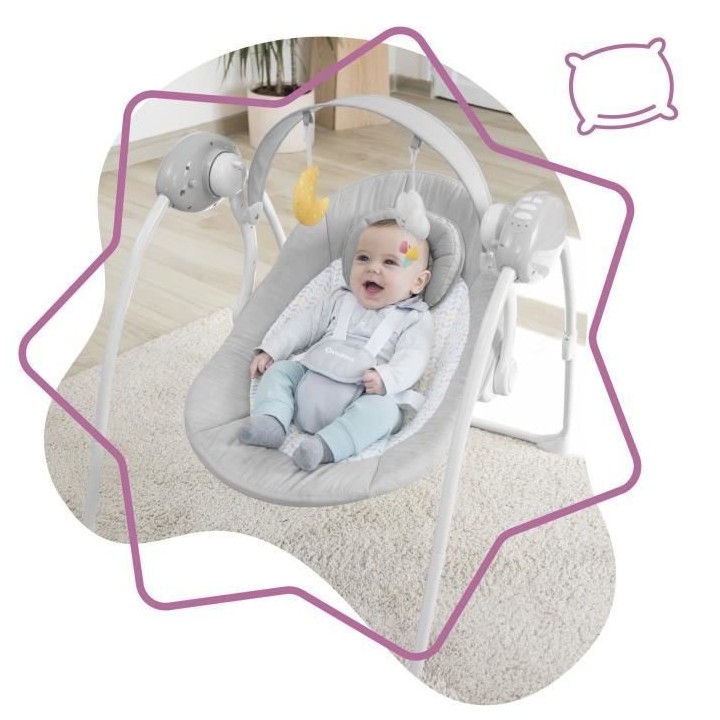 BADABULLE Balancelle électrique Confort Candy, des la naissance
