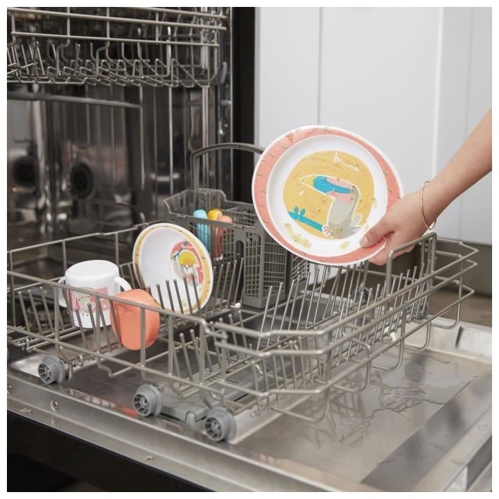 Badabulle Coffret Repas Yummy, Set Vaisselle 7 pieces & Bavoir Bébé