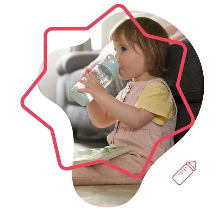 Badabulle Gourde a paille pour enfant 350ml, Anti-fuites, 12m+