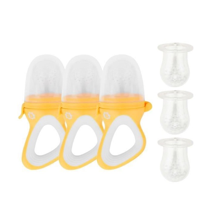 Badabulle Lot de 3 grignoteuses avec manche ergonomique, des 4 mois