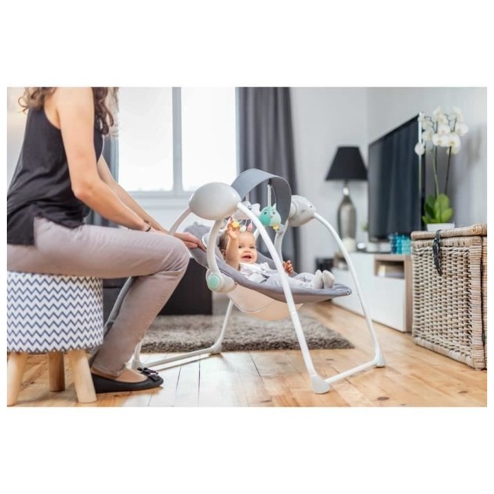 BADABULLE Balancelle Confort, 3 vitesses de balancement, 8 berceuses i