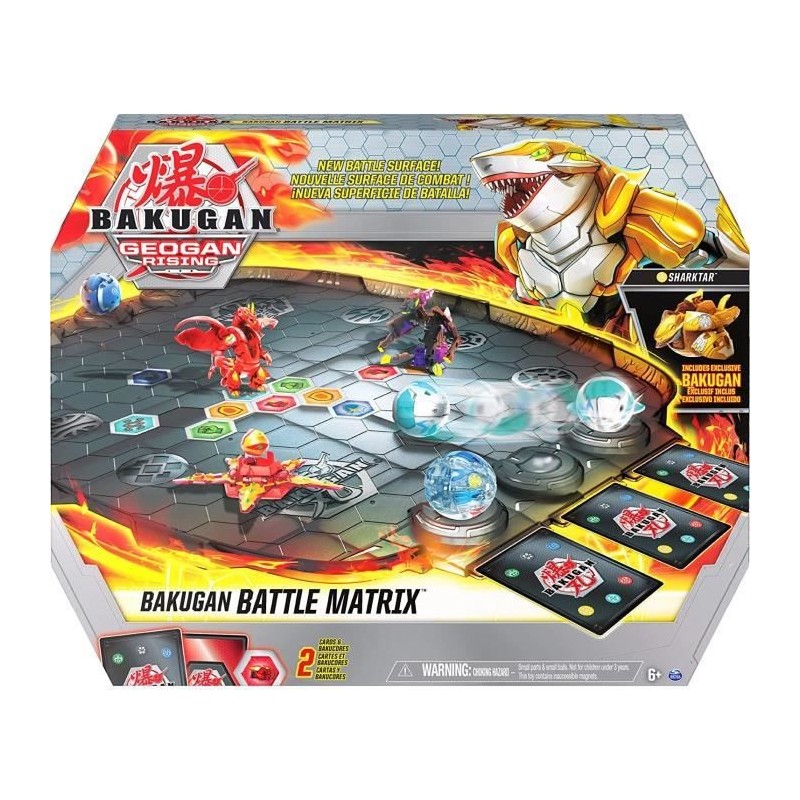 BAKUGAN - ARENE COMBAT BATTLE MATRIX SAISON 3 - 6060362 - Plateau de Jeu Luxe Sharktar doré Exclusif Avec Billes Bakugan et car