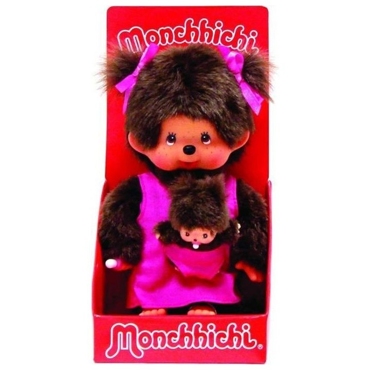 MONCHICHI Peluche Maman et son bébé rose - 20 cm - 23620