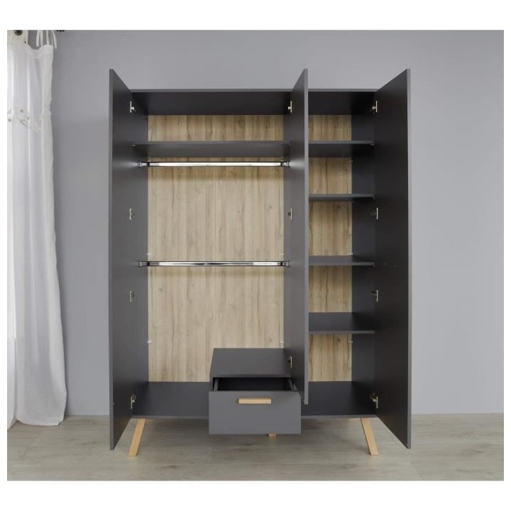 Chambre bébé Trio : Lit 70 x 140 cm + Commode a langer + Armoire MAT