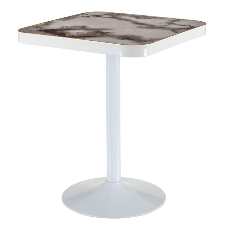Table d'appoint Doré Métal Blanc PVC 60 x 60 x 75 cm