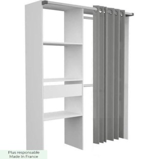 EKIPA Aménagement de placard avec rideau - Décor blanc - 1 colonne a